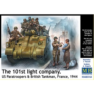 โมเดลประกอบฟิกเกอร์ทหาร Master Box 1/35 MB35164 The 101st light company. US Paratroopers &amp; British Tankman, France, 1944