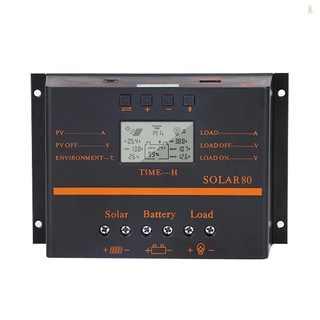 Flt 80A PWM แผงควบคุมการเก็บประจุแบตเตอรี่ พลังงานแสงอาทิตย์ 12V 24V จอ LCD พร้อมเอาท์พุต USB 5V หลายตัว ป้องกัน