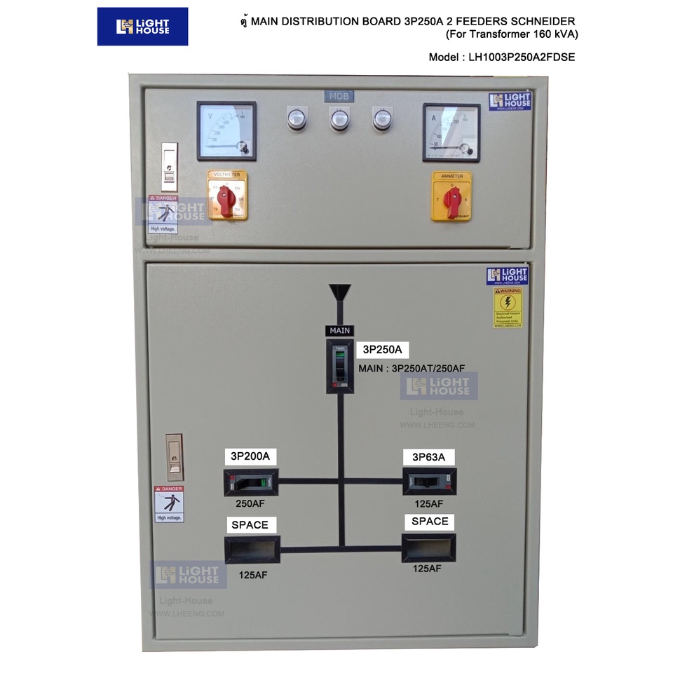 ตู้ MAIN DISTRIBUTION BOARD 3P250A 2 FEEDERS SCHNEIDER (For Transformer ...