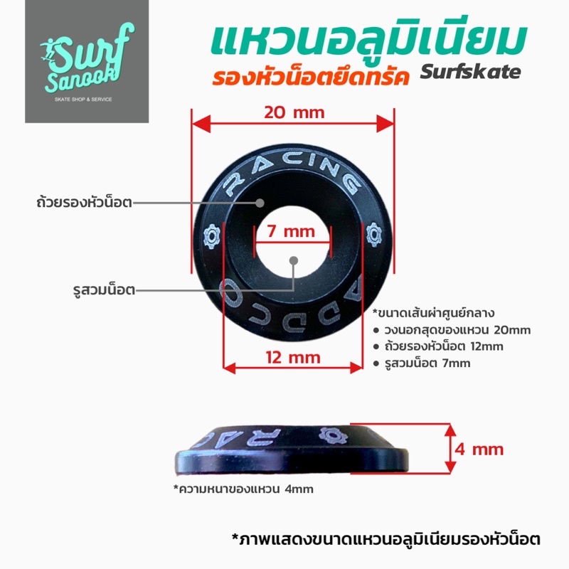 แหวนรองน็อตยึดทรัค-surfskate-ป้องกันหัวน๊อตกัดกริปเทป-แหวนอลูมิเนียมรองน๊อตยึดทรัคเซิร์ฟสเก็ตป้องกันกระดาษทรายสเก็ตบอร์ด