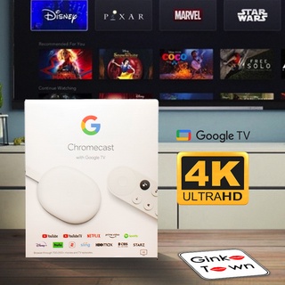 สินค้า ใส่ CODE ลดอีก 450  Google Chromecast Gen4 with Google TV 4K สีขาว (Snow) GA01919-US