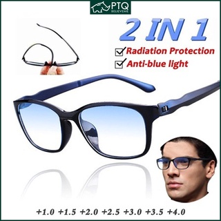 ภาพขนาดย่อของภาพหน้าปกสินค้าPtq แว่นตาอ่านหนังสือ สายตายาว ป้องกันแสงสีฟ้า ป้องกันความเมื่อยล้า พร้อม +1.5 +2.0 +2.5 +3.0 +3.5 +4.0 สําหรับผู้ชาย จากร้าน believeme.th บน Shopee