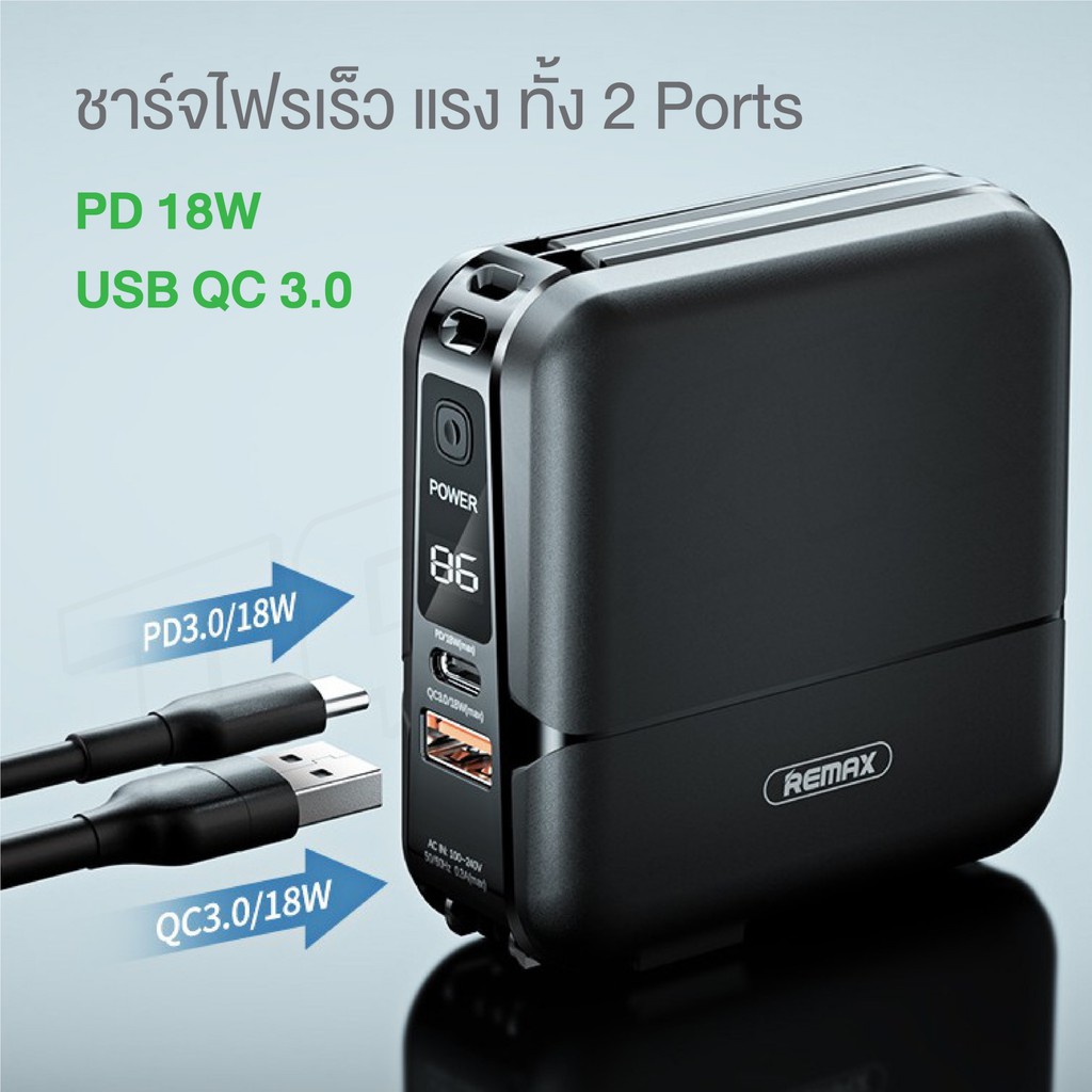 ภาพหน้าปกสินค้าRPP-20/ACMIC A15/W1501 POWER BANK ม.อ.ก พร้อมปลั๊กไฟ/สายชาร์จในตัว ความจุ15000mAh มีหน้าจอ LED Qc3.0+PD3.0 18Wของแท้100% จากร้าน nawin8888 บน Shopee