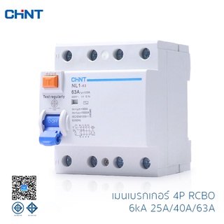 CHINT เบรกเกอร์ RCCB Type AC,A รุ่น NL1-63 10kA 30mA เบรกเกอร์ ป้องกันกระแสไฟเกิน ป้องกันกระแสไฟตกค้าง แบบเกาะราง