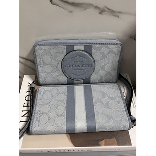 พร้อมส่ง Coach C9073 Dempsey Large Phone Wallet สี ฟ้าพาสเทล(Marble Blue)