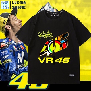 เสื้อยืดโอเวอร์ไซส์เสื้อยืดแขนสั้นผู้ชายและผู้หญิง ins tide net สีแดง VR46 MotoGp Valentino Rossi เสื้อยืดครึ่งแขนหลวมS-