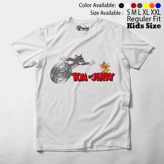 ROUND คอลูกเรือเสื้อยืด พิมพ์ลาย Tom &amp; Jerry Cat And Mouse สําหรับเด็กผู้ชาย-4XL