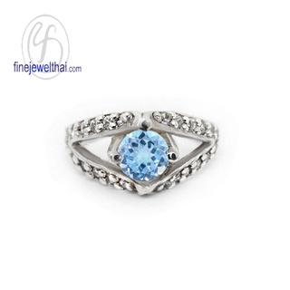 Finejewelthai-แหวนโทพาซ-โทพาซ-แหวนเพชรCZ-แหวนเงินแท้-พลอยประจำเดือนเกิด-Topaz-Silver-Ring-R1163tp (เลือกสีตัวเรือนได้)