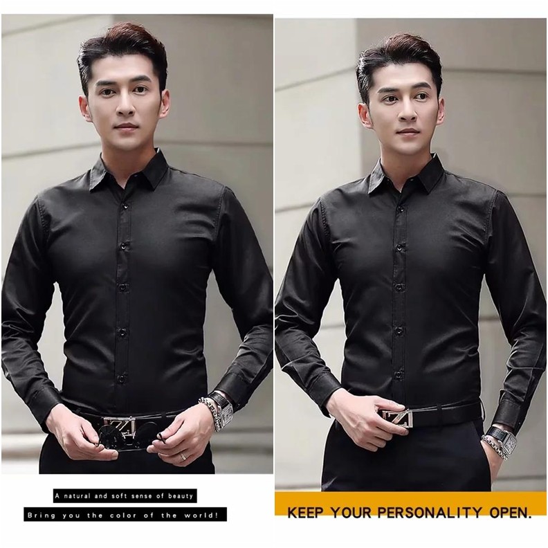 ภาพสินค้าเสื้อเชิ้ต แขนยาว ทรงสลิม สไตล์เกาหลี สำหรับผู้ชาย ไซซ์ S-5XL จากร้าน linxichu.th บน Shopee ภาพที่ 5