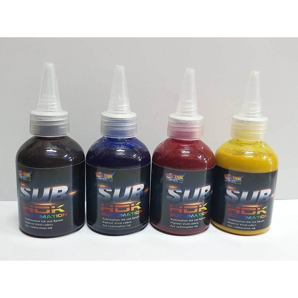 หมึกซับ-sublimation-hdk-ขนาด-100ml-หมึกพิมพ์ลงวัสดุ-แก้ว-หมวก-จาน-สีสด