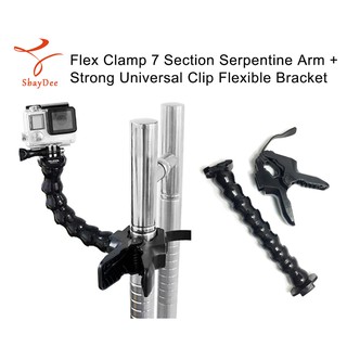 Flex Clamp 7 Section Serpentine Arm + Strong Universal Clip Flexible Bracket for GoPro SJCam YI Motion Camera Series