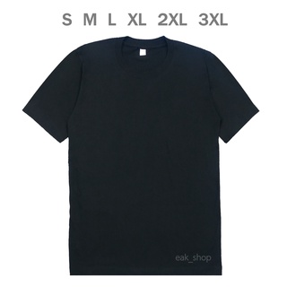 เสื้อยืดแขนสั้น คอกลม สีดำ รุ่น Slim Fit (ผ้าคอตตอน 100% / Cotton 100%) ไซส์ S M L XL 2XL 3XL