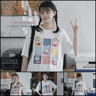 ภาพหน้าปกสินค้า🔥POOHPAND🔥 เสื้อยืด Oversize สไตล์เกาหลี เสื้อยืดแขนสั้น พิมพ์ลายดิจิตอลสวยงาม วัยรุ่นเกาหลี ลายกระต่าย #8010 ซึ่งคุณอาจชอบสินค้านี้