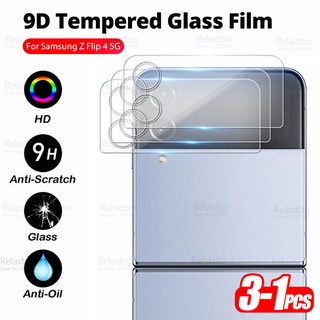 กระจกนิรภัยกันรอยเลนส์กล้อง 3D ทรงโค้ง สําหรับ Samsung Galaxy Z Flip4 Flip 4 5G Samung Sumsung ZFlip4 ZFlip 4 3-1 ชิ้น