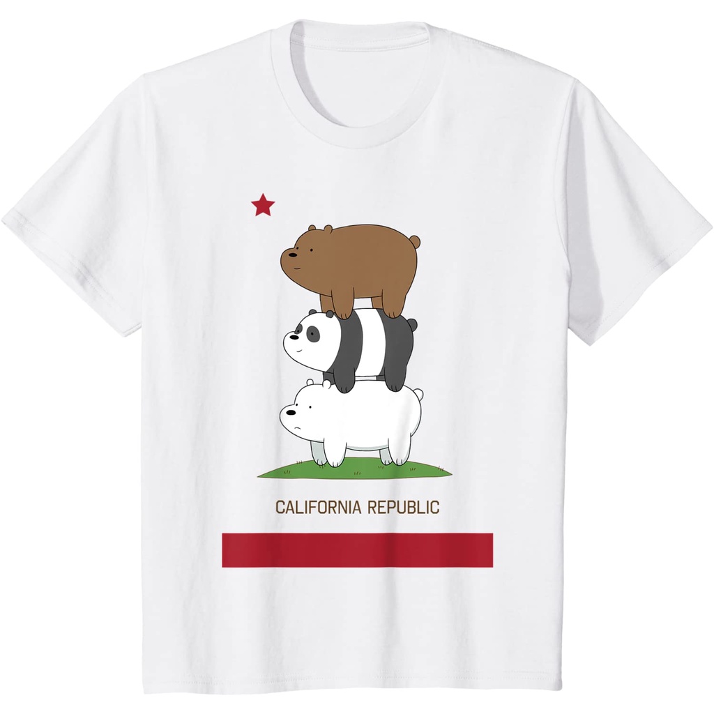 เสื้อยืดผ้าฝ้ายพรีเมี่ยม-เสื้อยืด-พิมพ์ลาย-we-bare-bears-california-republic-bear