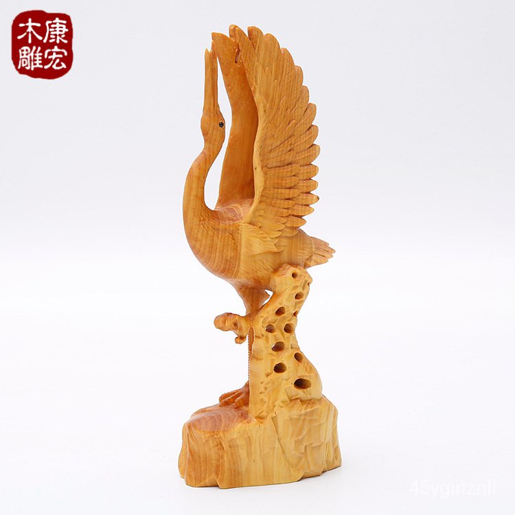 kanghong-yueqing-boxwood-ไม้แกะสลักไม้สนและนกกระเรียนแกะสลักสัตว์งานฝีมือตกแต่งงานศิลปะ-3v0d