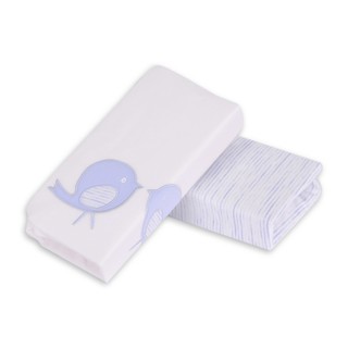 toTs-140501 ผ้าปูเตียงเด็ก ลายนกน้อยสีฟ้า ผลิตจากคอตต้อนเจอซี่ 100%  เซต* 2 ผืน ขนาด 140*70+20cm