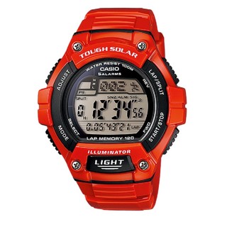 Casio Standard  นาฬิกาข้อมือผู้ชาย สายเรซิน รุ่น W-S220C-4AVDF - สีแดง