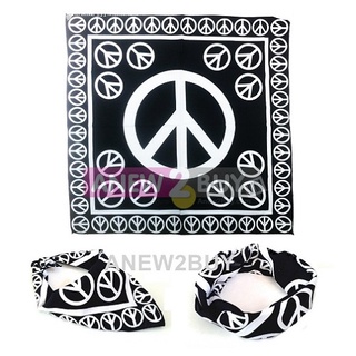 ผ้าลายสัญลักษณ์แห่งสันติภาพ ใช้โพกหัวหรือพันคอ (Bandana Peace Symbol Scarf)