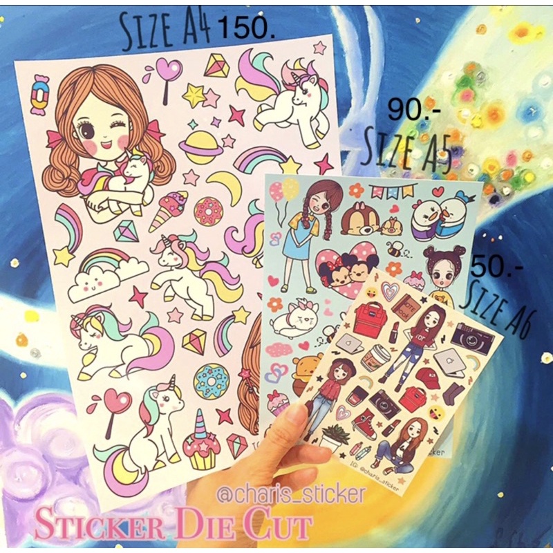 สติกเกอร์-sticker-a4-a5-a6-ไดคัท-pvc-กันน้ำ-ลายสาวน้อยนักกีฬา