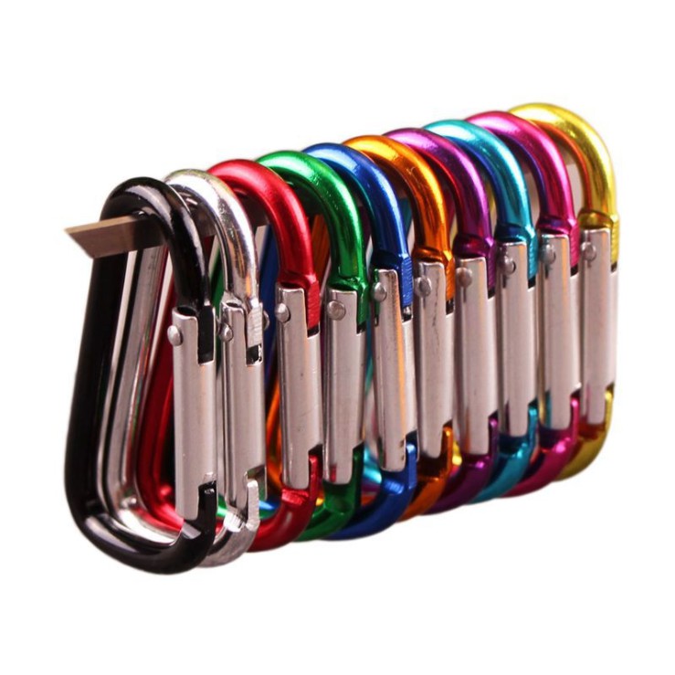 ราคาและรีวิวพวงกุญแจ 12pcs 5 mini carabiner คาราไบเนอร์รูปที่ 5 รูปร่าง D