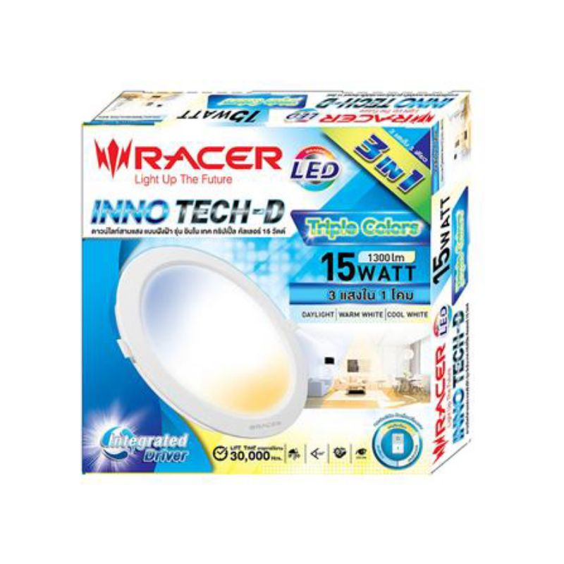 (3แสง)ดาวน์ไลท์ LED RACER INNO TECH-D 15 วัตต์ COOLWHITE DAYLIGHT ...