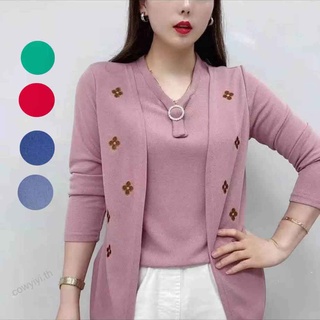 เสื้อเชิ้ต XL-5XL ขนาดใหญ่ แฟชั่น ปัก ออกแบบ หวาน อารมณ์ เสื้อแขนยาว