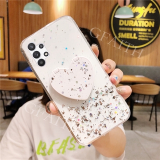 Ready Stock เคสโทรศัพท์ Samsung Galaxy A32 5G 4G 2021 Phone Casing New Bling Glitter Star Space Phone Case With Make-up Mirror Love Stand Holder Cover เคส