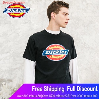 Swordsman Dickiesเสื้อยืดผู้ชาย Dickies Color Logo Printed Short-Sleeved Mens T-shirt New Crew Neck Cotton Comfortable