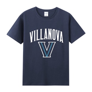 เสื้อยืดสีขาว◊American Villanova University ncaa พิมพ์รอบผ้าฝ้ายแขนสั้นผู้ชายและผู้หญิงเสื้อยืดฤดูร้อนS-4XL
