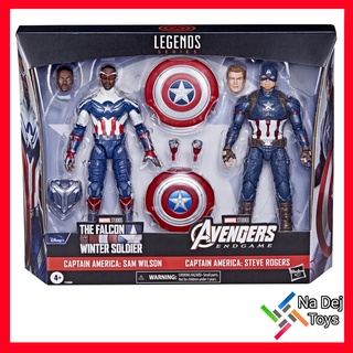 Marvel Legends Captain America Sam Wilson &amp; Steve Rogers 2-Pack 6" Figure มาเวล เลเจนด์ กัปตัน อเมริกา 6 นิ้ว ฟิกเกอร์