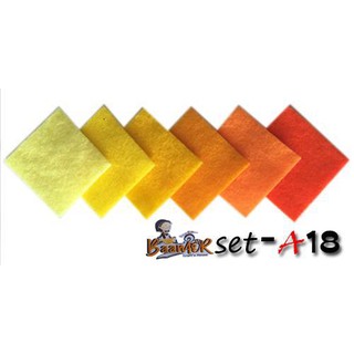 SET A18 ผ้าสักหลาด เนื้อนิ่ม โทน Yellow  (6สี 6 ชิ้นไล่เฉดสี ขนาดชิ้นละ 15x15 เซนติเมตร)