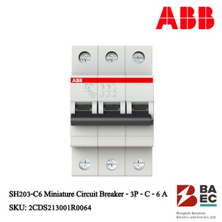 ABB SH203-C6 เซอร์กิตเบรกเกอร์ 6 Amp 3P 6KA