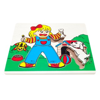 0816ภาพตัดต่อใหญ่ เด็กกับสุนัข (14 ชิ้น) , ของเล่นไม้, ของเล่นเสริมพัฒนาการ, ของเล่นเด็กอนุบาล