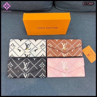 MS LV 61738 กระเป๋าสตางค์ใบยาว กระเป๋าปั้มแบรนด์👛