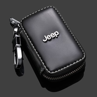 Jeep จีปพวงกุญแจโลโก้รถหนังพวงกุญแจกระเป๋าอุปกรณ์เสริมซิปป้องกันการสูญเสียความจุขนาดใหญ่ /Car key bag