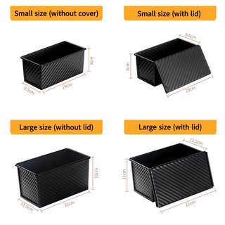 ۞❀✒Cake Gold/Black Home Air Fryer Nonstick Baking Pan with Lid Ripple Toast Cake Mold Baking Making Box Bread Toast Cook