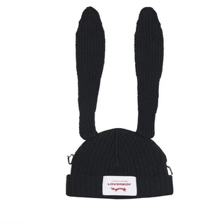 Rabbit ear knitted wool hat cat ear knitted hat small face couple hat