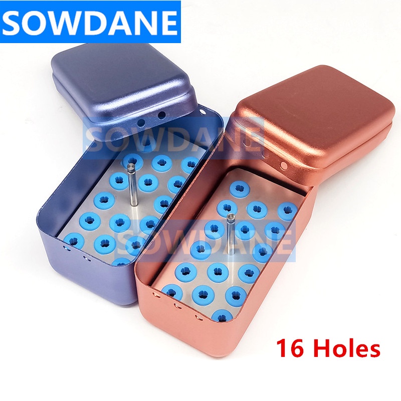 16 Holes Dental Sterilization Box Endo Box Bur Disinfection Holder Case