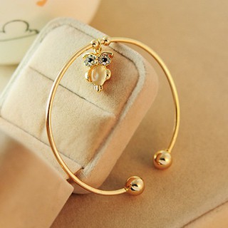 Women Owl Rhinestone Faux Opal กำไลข้อมือกำไลข้อมือทองคำ