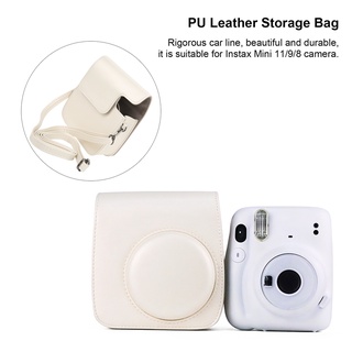 ภาพขนาดย่อของสินค้ากระเป๋าเคสหนัง Pu พร้อมสายคล้องไหล่ ปรับได้ สีขาว สําหรับ Instax Mini 11 9 8