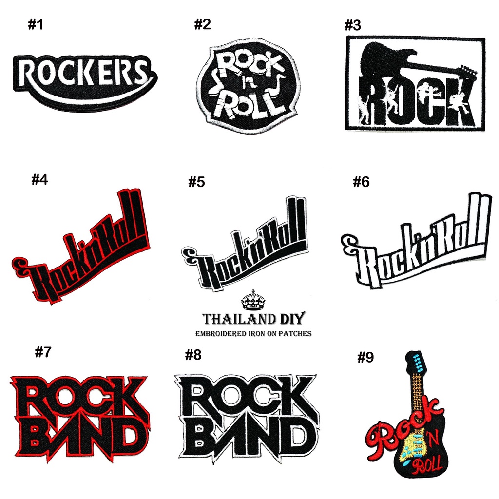 🎸 ตัวรีดติดเสื้อ 🎵 ร็อกเกอร์ นักดนตรี ดนตรี ร็อก Rocker Emblem Patch ...