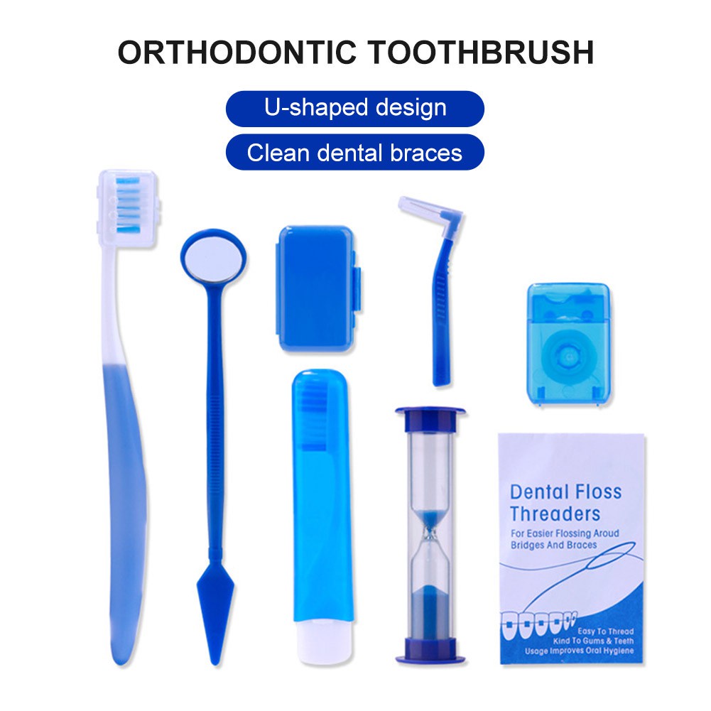 จัดส่งทันที-ชุดดูแลทันตกรรมจัดฟัน-8-ชิ้น-ชุดแปรงสีฟันจัดฟัน-พับ-กระจกทันตกรรม-แปรงซอกฟัน-และอื่นๆ-กับกรณี