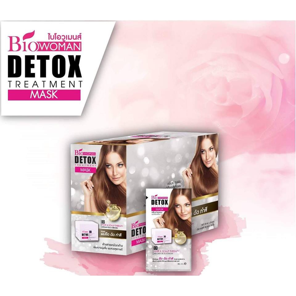 (ซอง)(1แถม1) EXP:010426 Biowoman Detox Treatment Mask ไบโอวูเมนส์ ดีท๊ ...