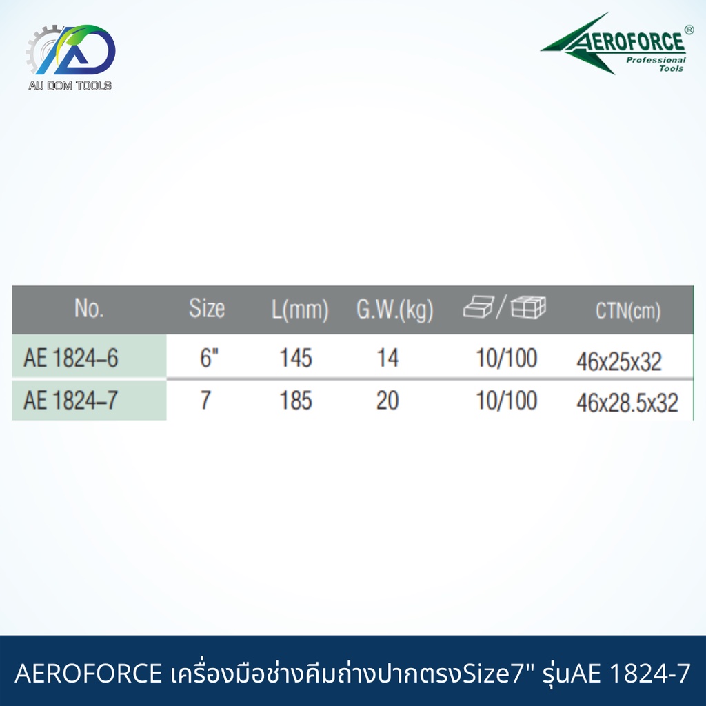 aeroforce-เครื่องมือช่างคีมถ่างปากตรงsize7-รุ่นae-1824-7