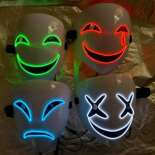 หน้ากาก LED Luminous Mask Black bullet Animation El props สีดำ leech ใบหน้าตัวตลกผู้รับเหมาฮาโลวีน