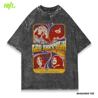 เสื้อยืดพิมพ์ลายแฟชั่น เสื้อยืด พิมพ์ลายวง The Forum Led Zeppellin โอเวอร์ไซซ์ ซักทําความสะอาดได้