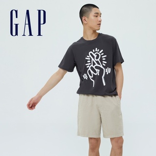 [Keith Haring joint name] เสื้อยืดแขนสั้น ผ้าฝ้าย พิมพ์ลายช่องว่าง สําหรับผู้ชาย และผู้หญิง