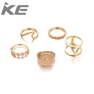 Jewelry Five-piece ring set with stars and diamonds, triangle wave combination for girls for w