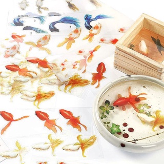 Arin สติ๊กเกอร์เรซิ่นคริสตัล 3D รูปปลาทอง 3D สําหรับทําเครื่องประดับ 12 ชิ้น/ชุด